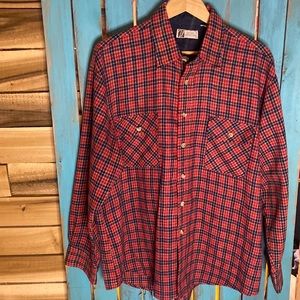 Vintage Hahne’s Store for Men wool blend flannel shirt size large red blue